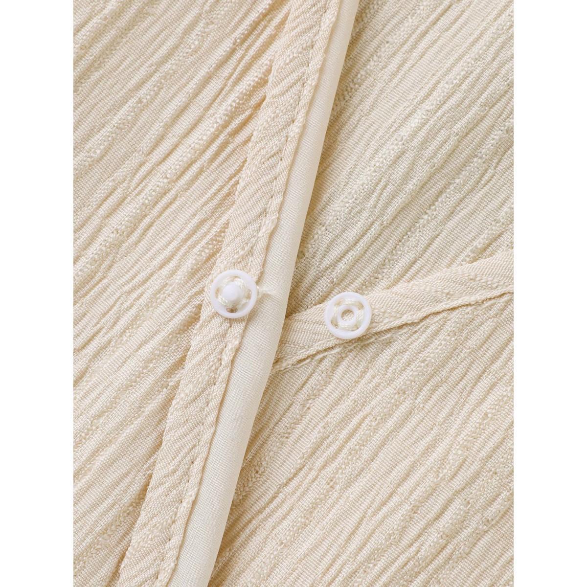 Plus Size Pleated Waist Textured Shirred Midi Dress Apricot Women At the Office Texture Overlap Collar Short sleeve Curvy BloomChic 26/4X Product Image
