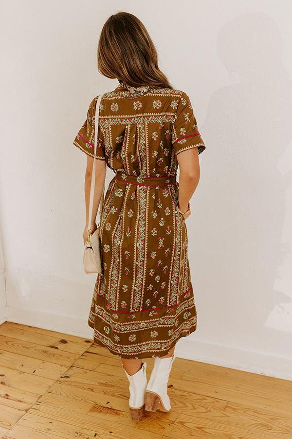 Rosewood Fields Floral Midi Dress in Mocha Product Image