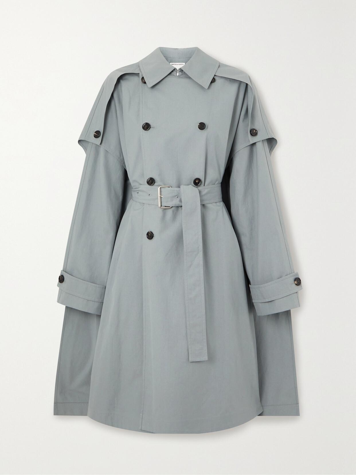 BOTTEGA VENETA Cotton Canvas Cape Trench Coat In Vapor Product Image