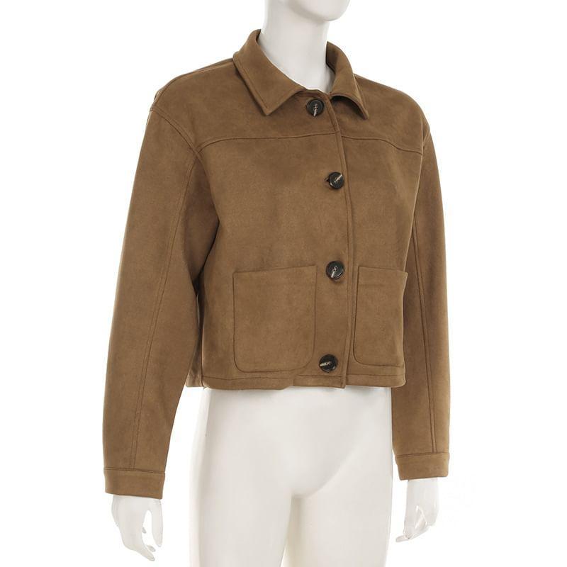 Faux Suede Button-Up Jacket Product Image