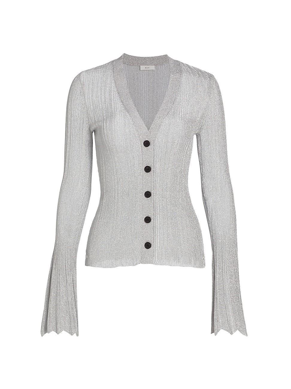 A.L.C. Melanie Cardigan in Metallic Silver Product Image