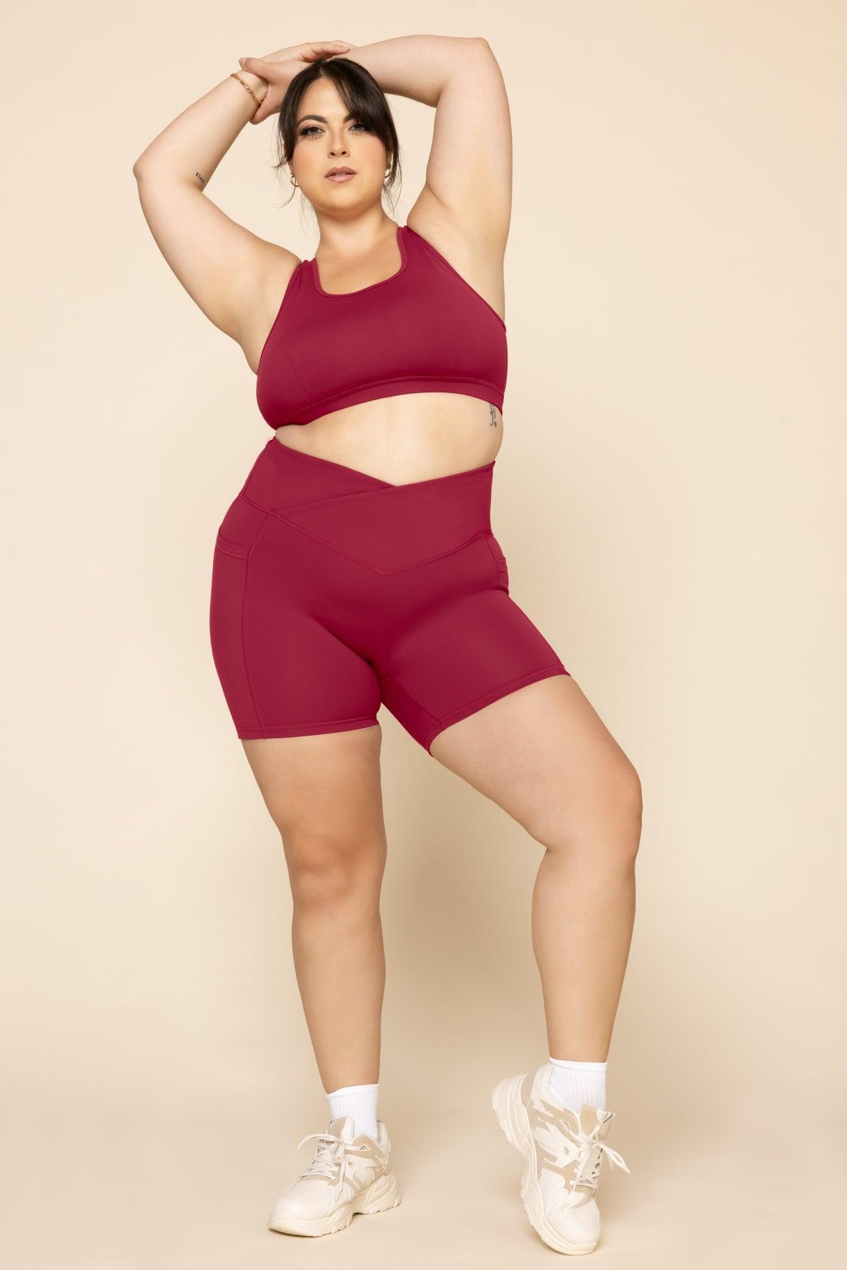 Crisscross Hourglass® Midi Shorts with Pockets - Ruby Product Image