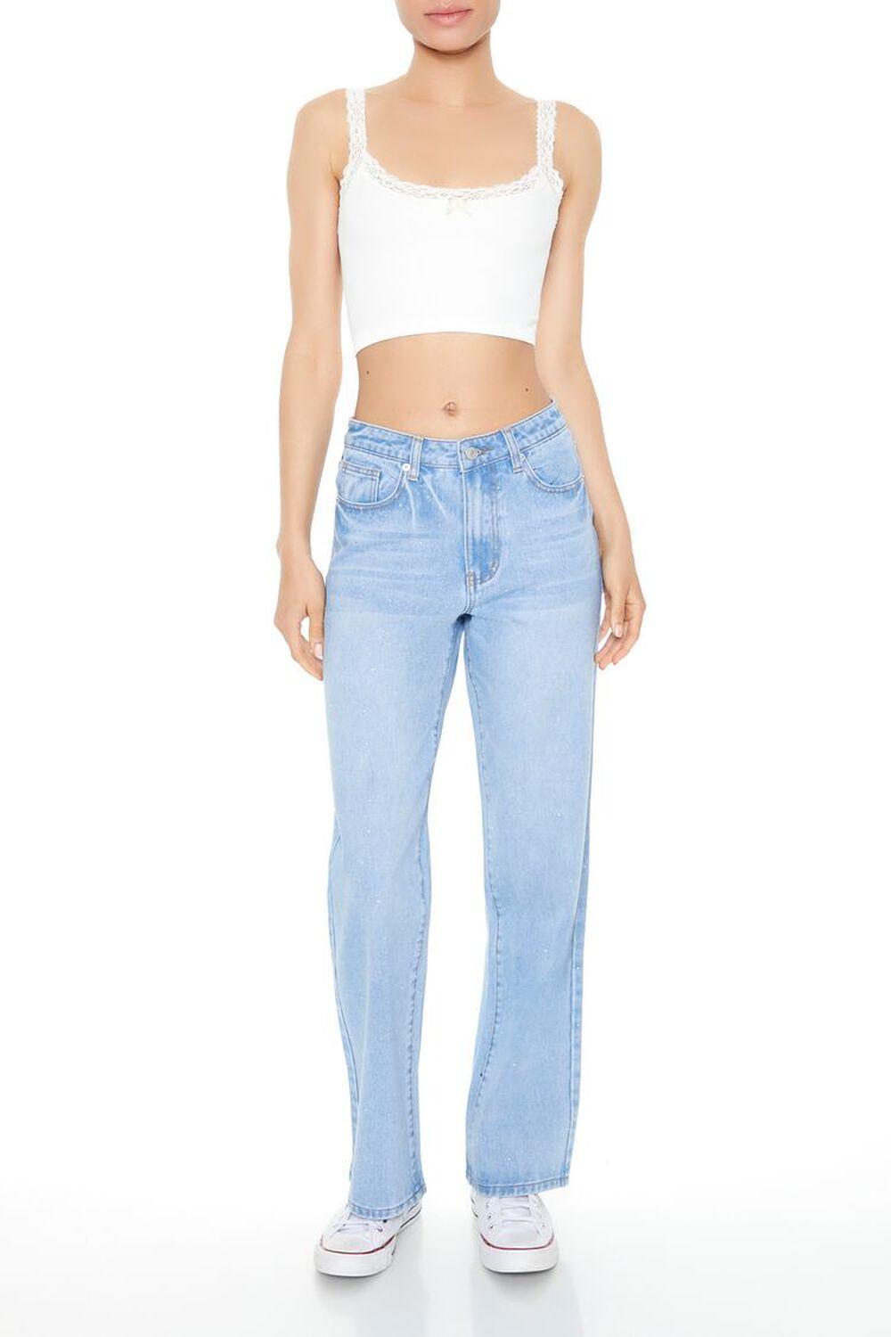 Rhinestone High-Rise Jeans | Forever 21 Product Image