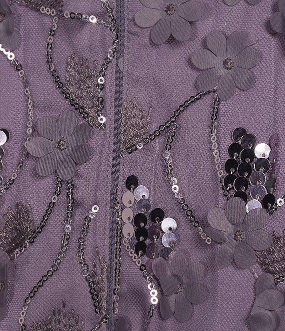 Livia Jolie by Le Bos V-Neck Sleeveless 3D Floral Applique with Sequin A-Line Midi Dress Product Image