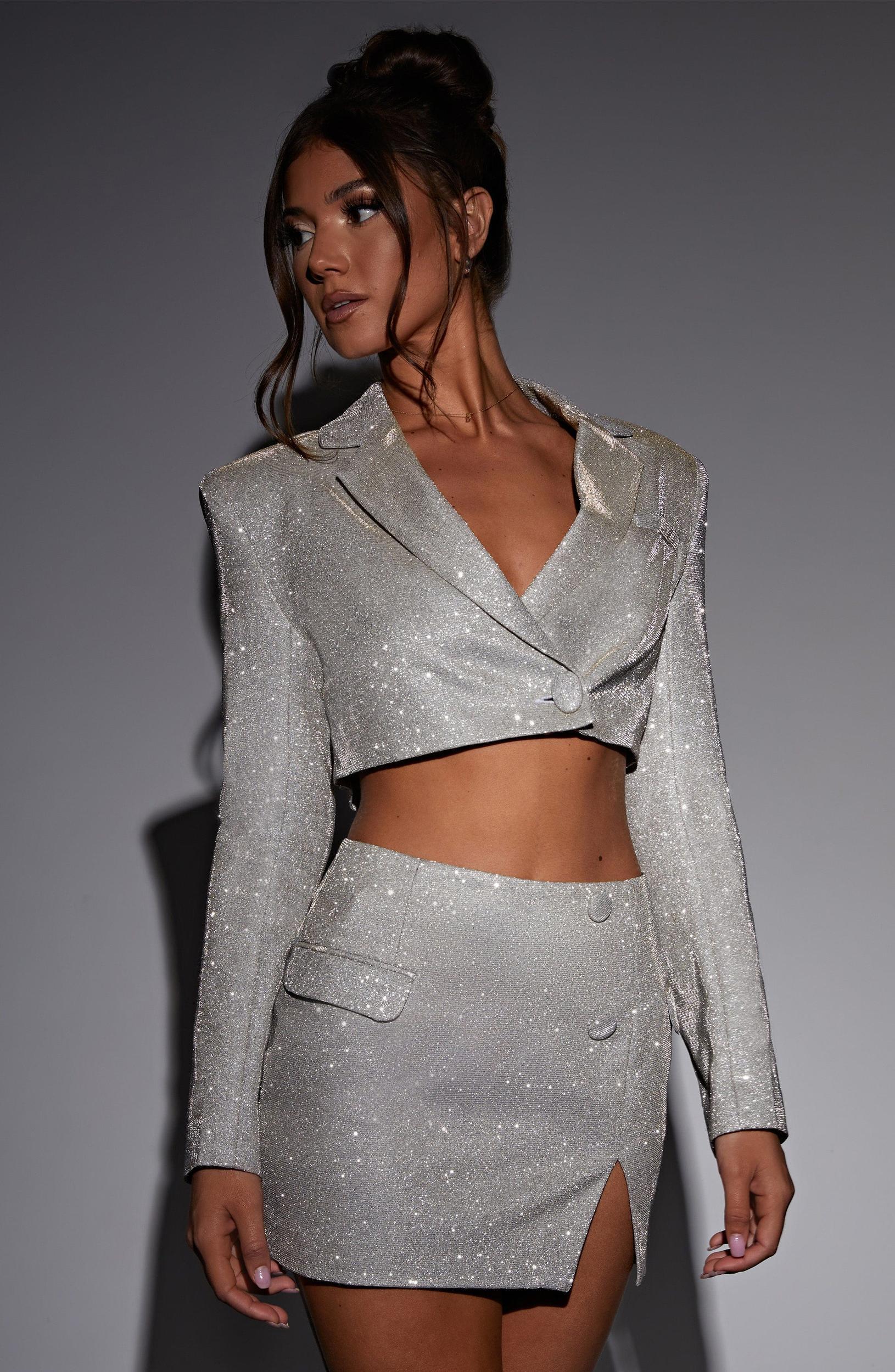 Stefania Mini Skirt - White Gold Sparkle Product Image