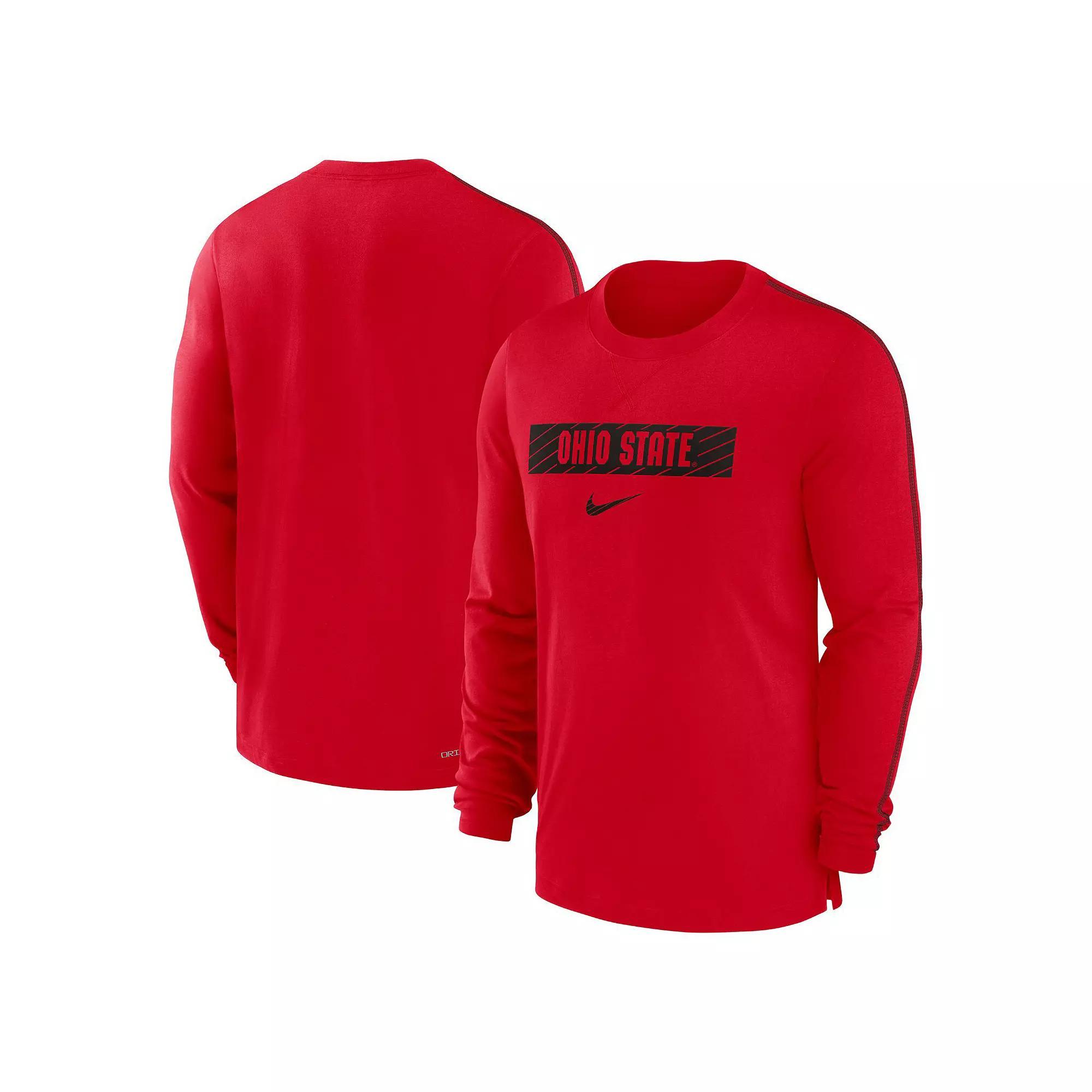 Men's Nike Scarlet Ohio State Buckeyes 2024 Sideline Player Tri-Blend Performance Long Sleeve T-Shirt, Size: XL, Red Product Image