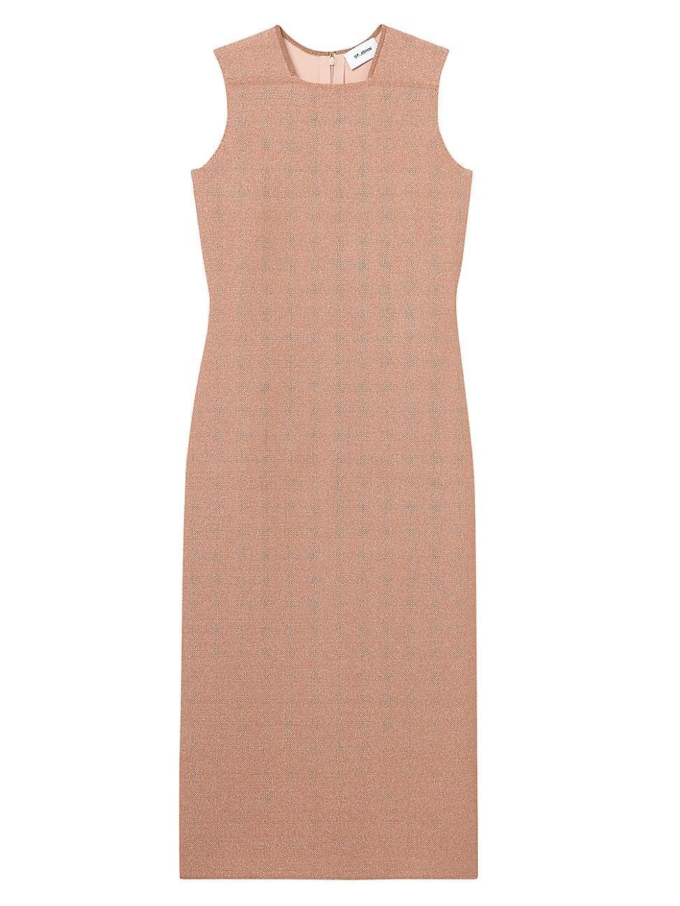 Womens Lurex Piqu Sleeveless Midi-Dress Product Image
