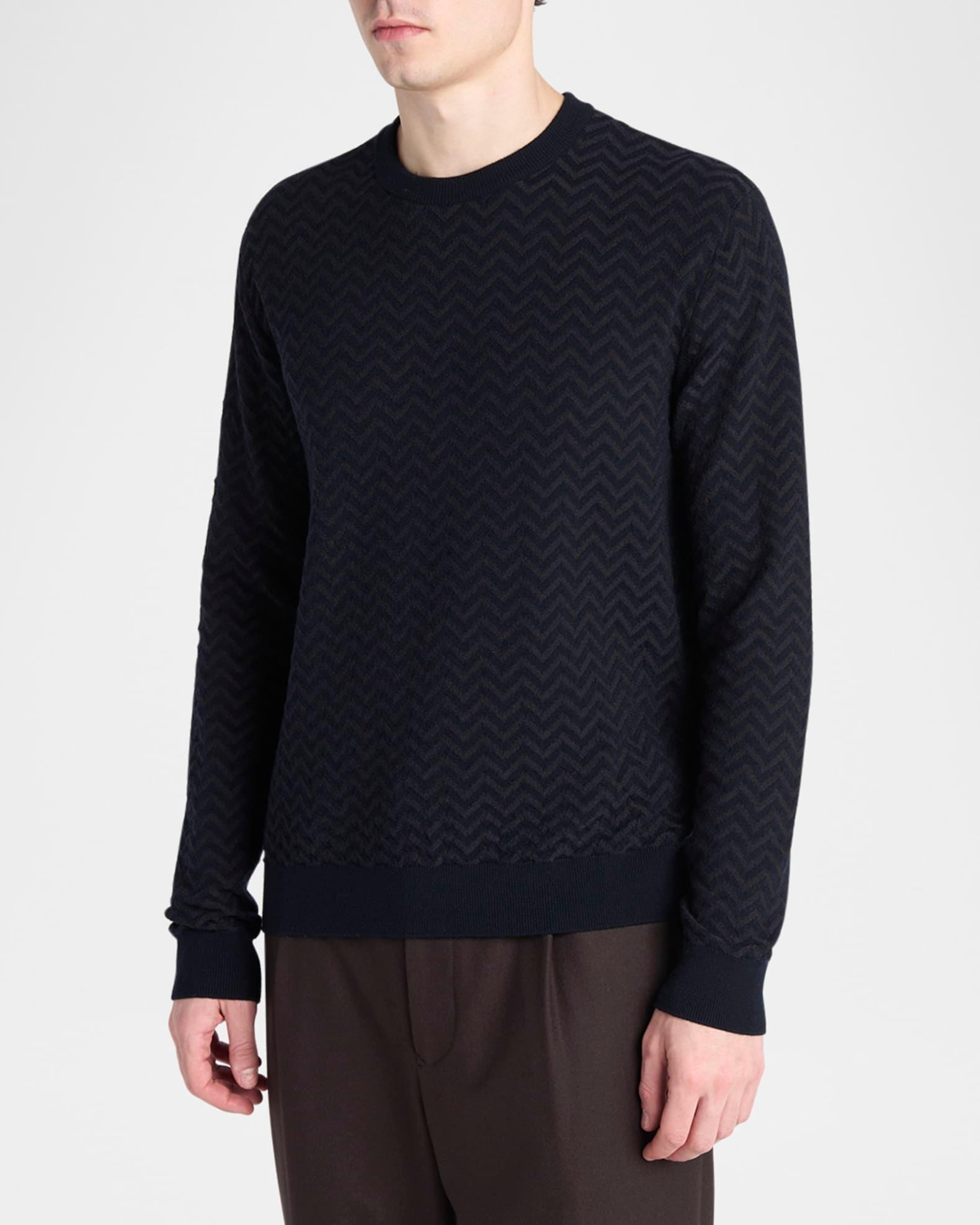 Men's Chevron Wool-Stretch Crewneck Sweater Product Image