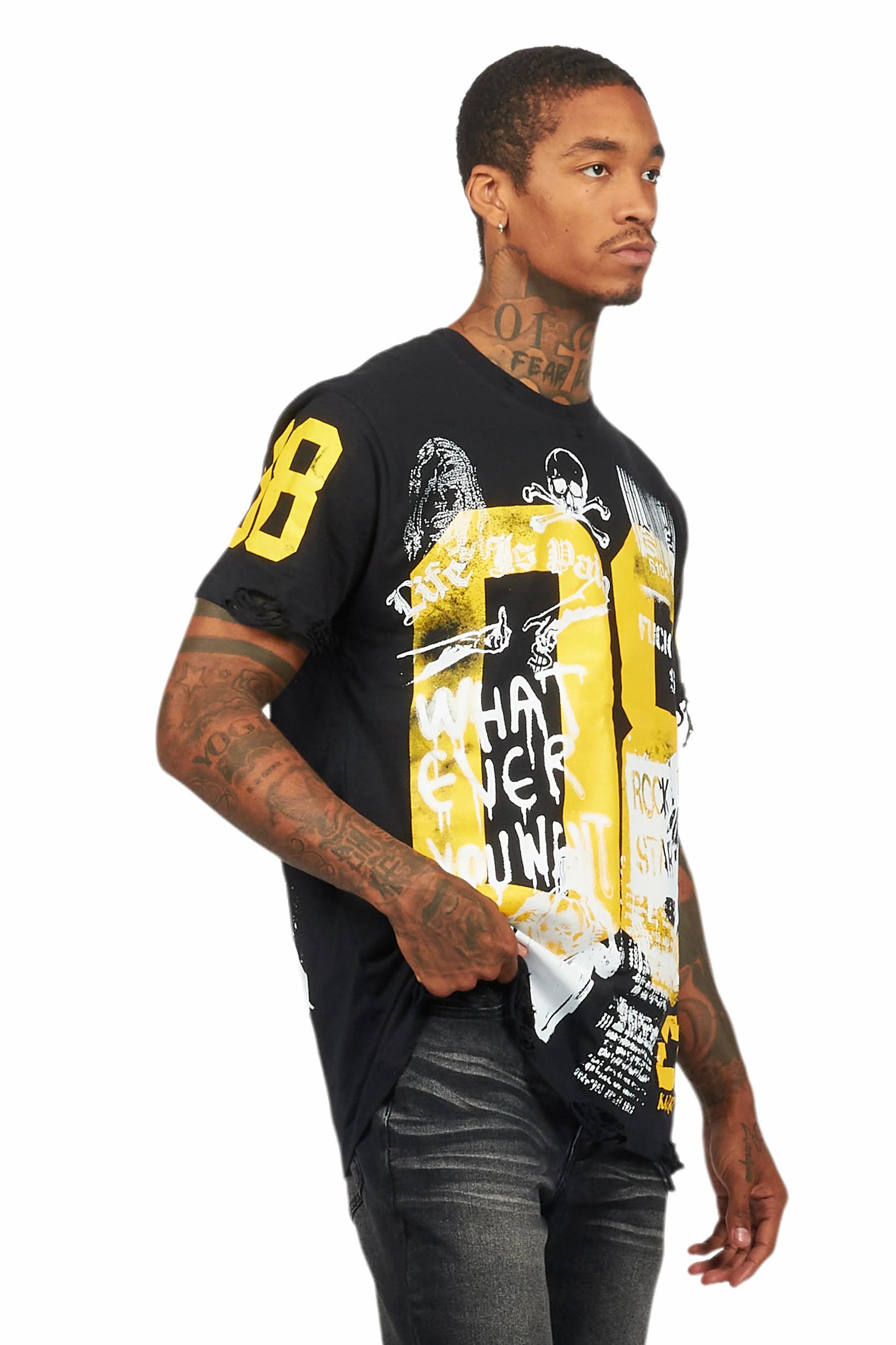 Kammile Black/Yellow Oversized T-Shirt Female Product Image