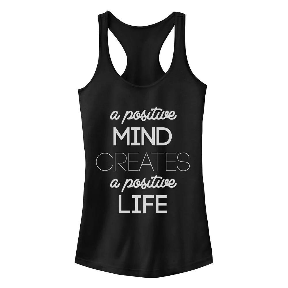 Juniors' Chin-Up Create A Positive Life Ideal Racerback Tank Top, Girl's, Size: Large, Black Product Image
