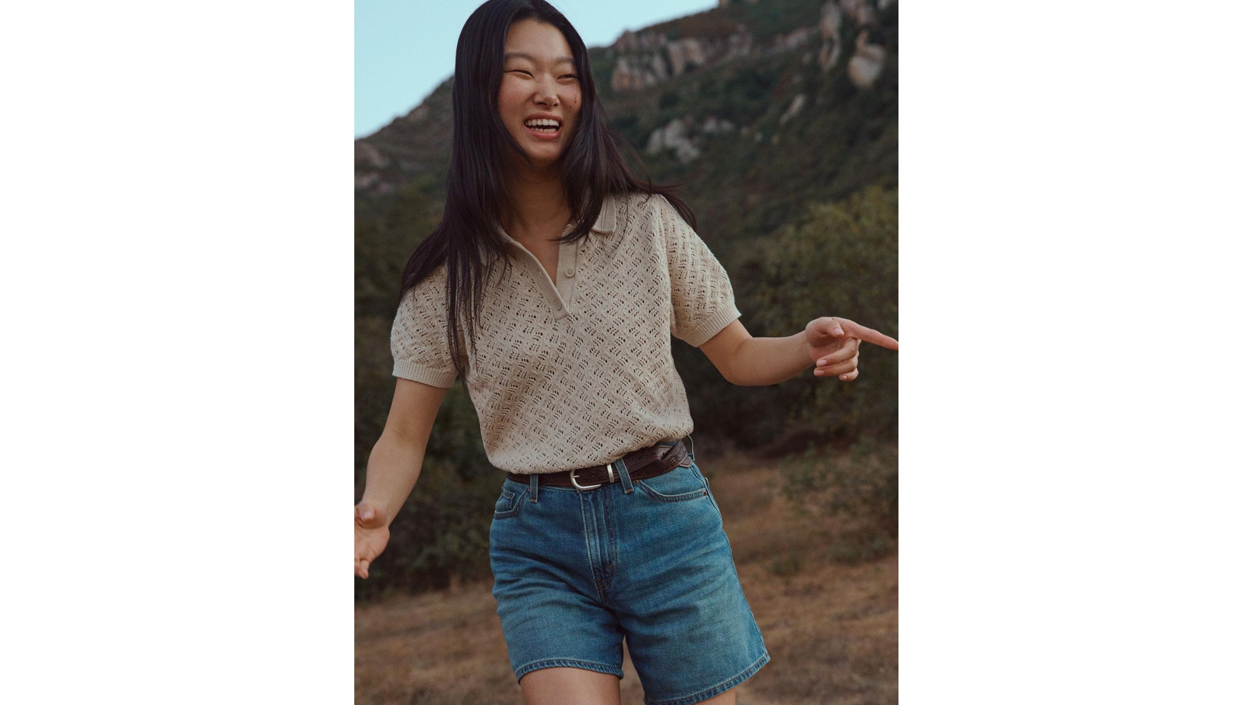 Lavender Pointelle Polo Sweater Product Image