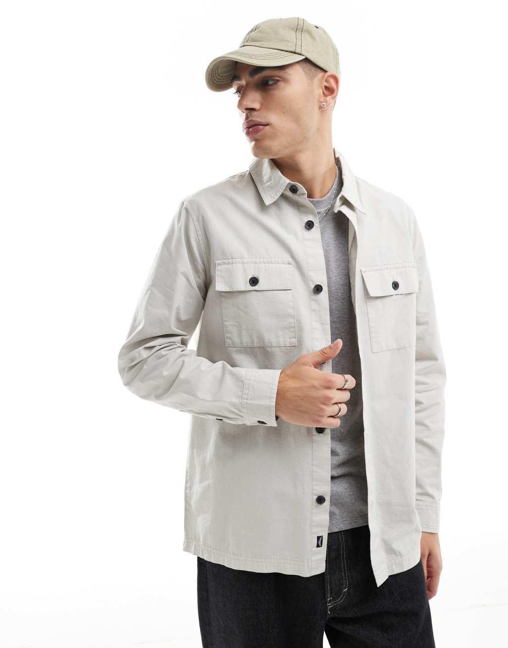 Threadbare overshirt in off white Product Image