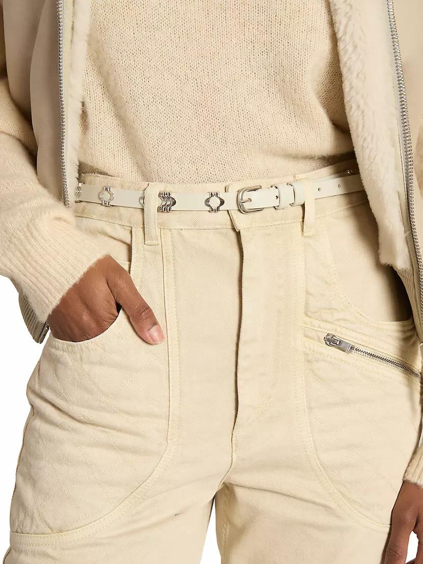 Womens Cassandre Belt with Square Buckle in Smooth Leather Product Image