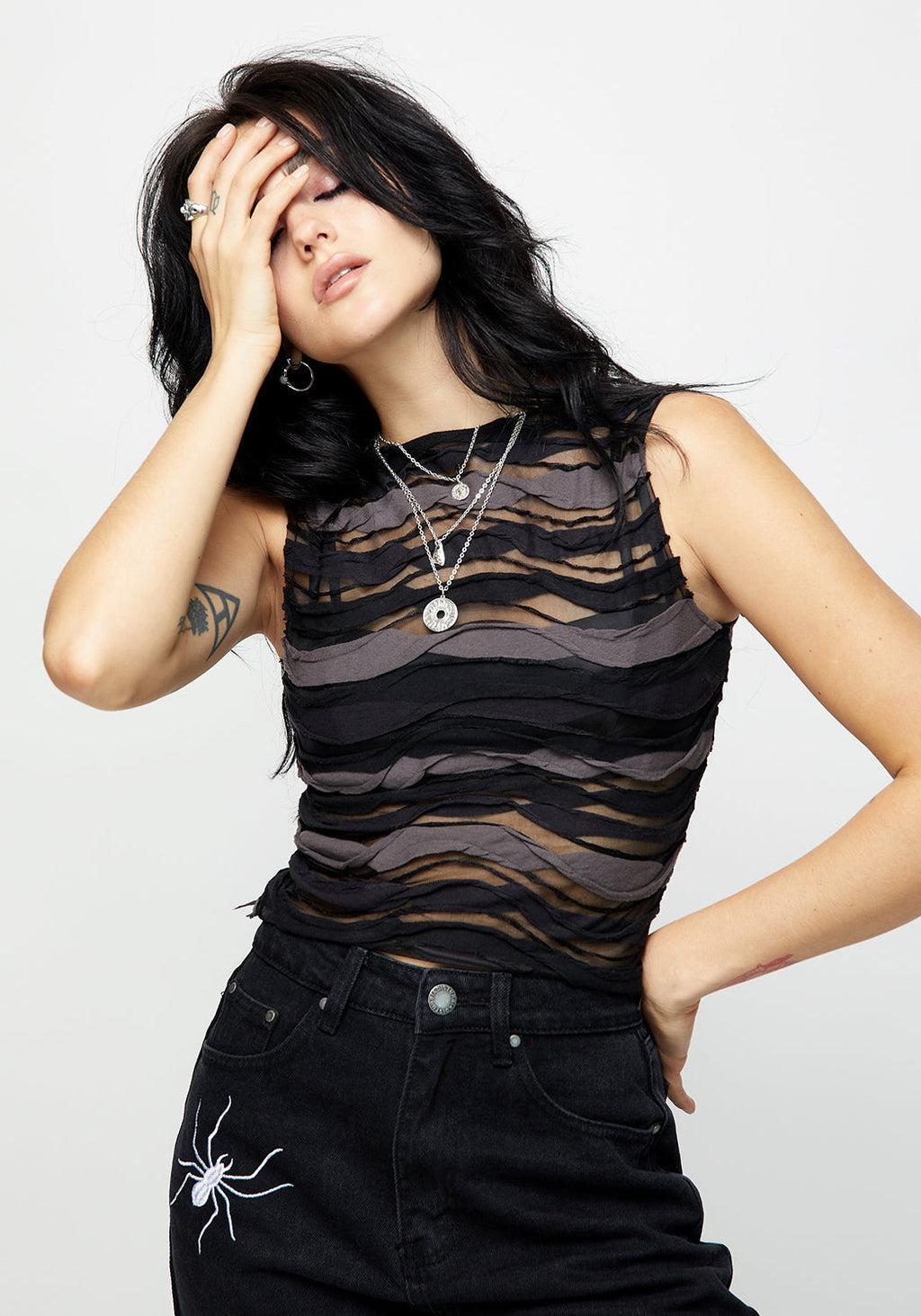 Distortion Sleeveless Crop Top Product Image