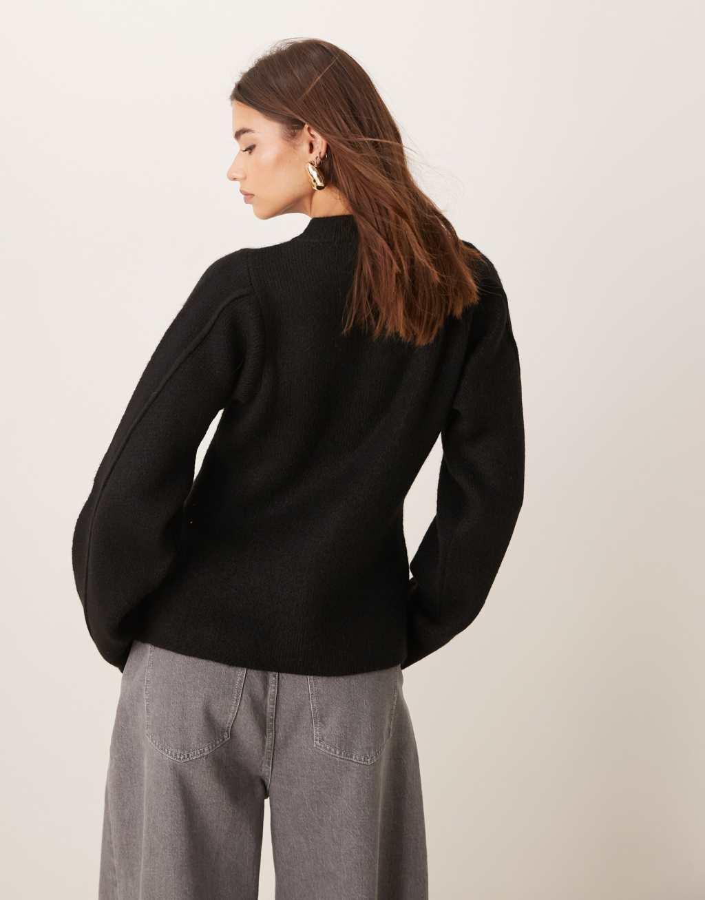 ASOS DESIGN sculpted crew neck cardigan in black Product Image