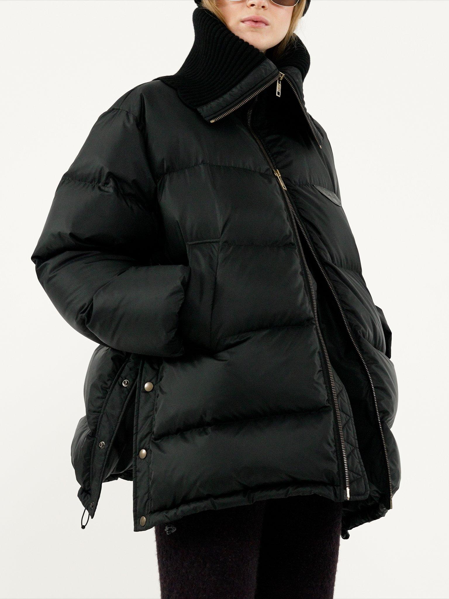High-neck puffer jacket in shiny nylon Product Image