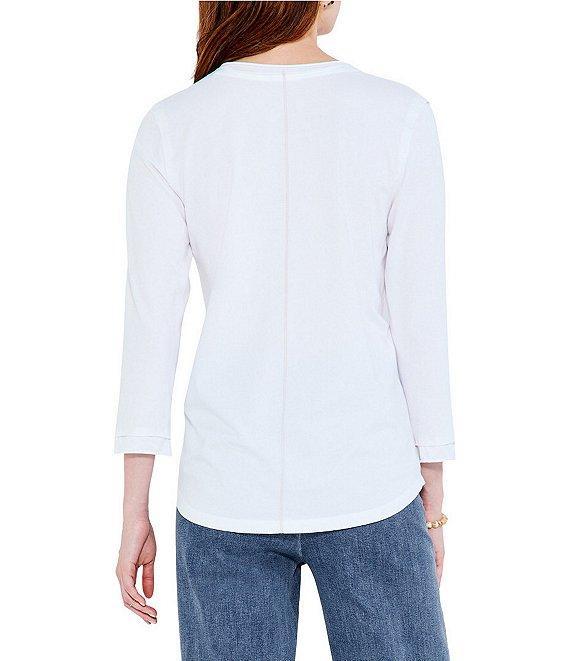 NIC + ZOE Perfect Knit V-Neck 3/4 Sleeve Tee Shirt Product Image
