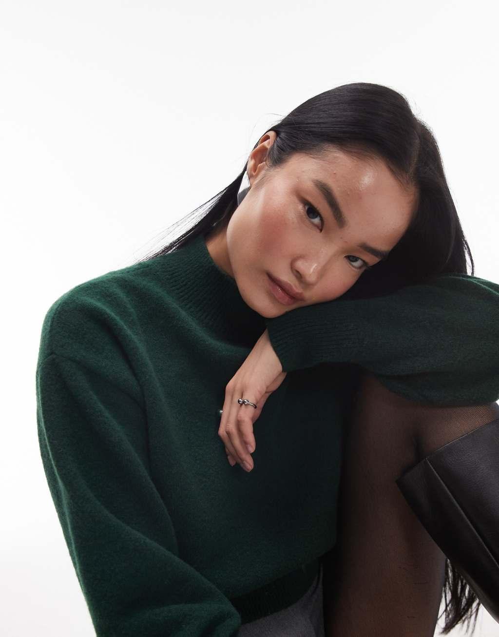 & Other Stories crew neck sweater in green  Product Image