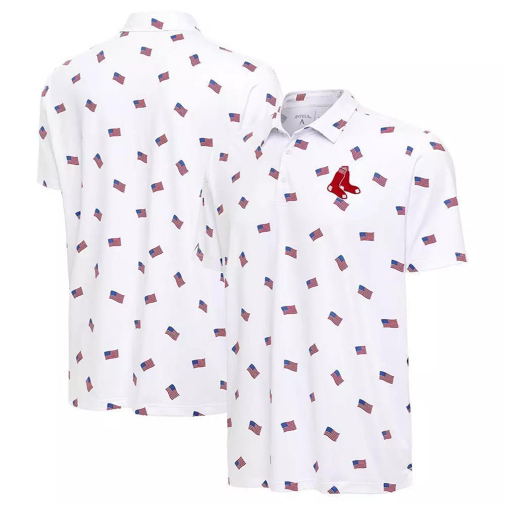 Men's Antigua White Boston Red Sox  Americana Polo, Size: Small Product Image