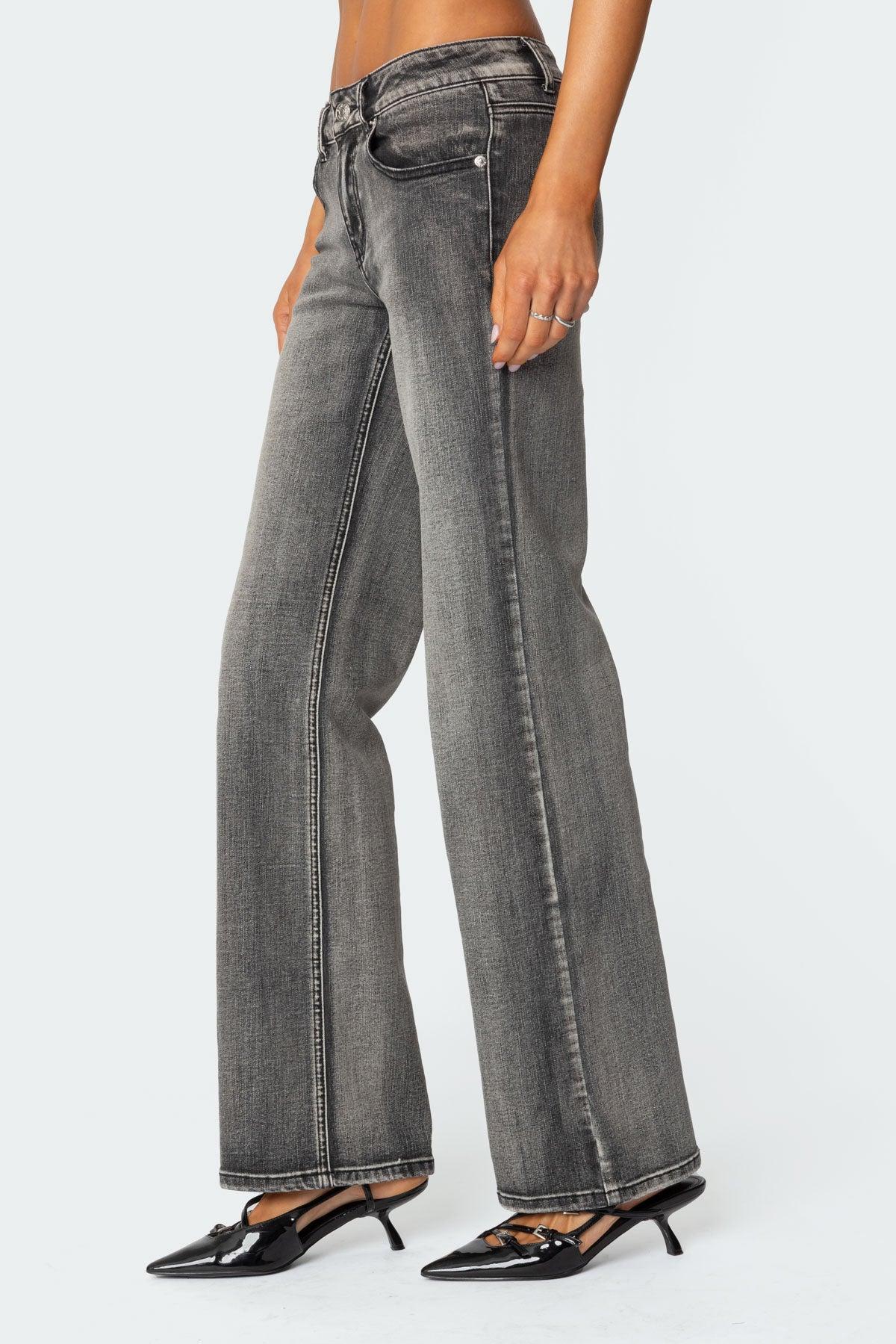 Boot Cut Washed Low Rise Jeans Product Image