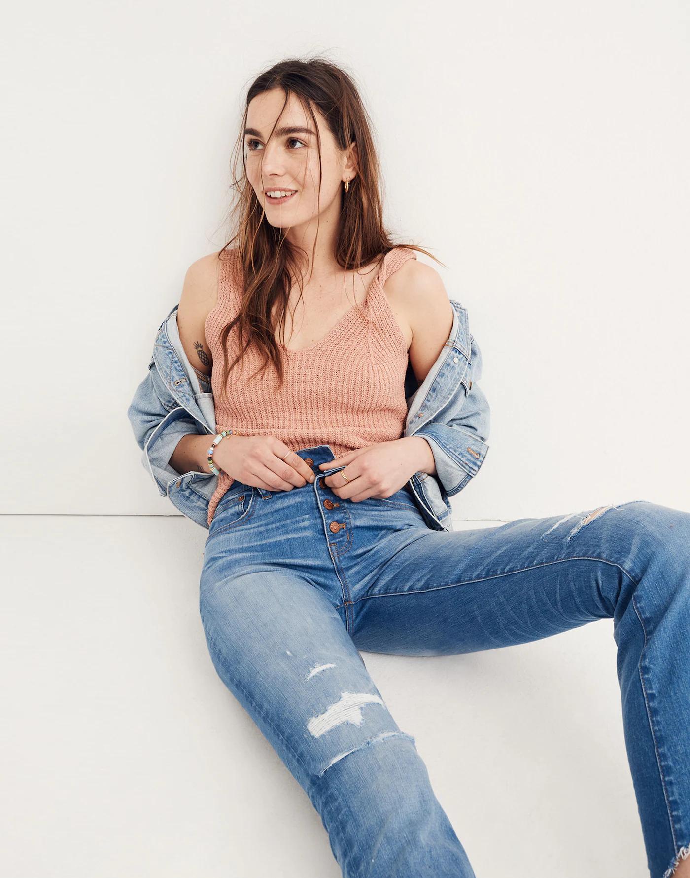Petite Cali Demi-Boot Jeans in Bronson Wash: Button-Front Edition Product Image