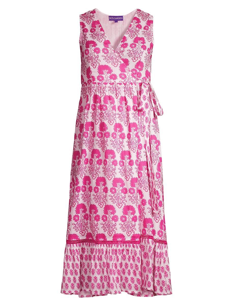 Womens Tula Floral Cotton Wrap Midi-Dress Product Image
