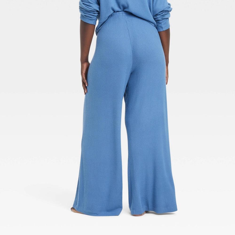 Women's Cozy Ribbed Wide Leg Pants - Auden™ Blue XXL: Relaxed Fit, Mid Rise, Full Waistband Elastic, 30" Inseam Product Image