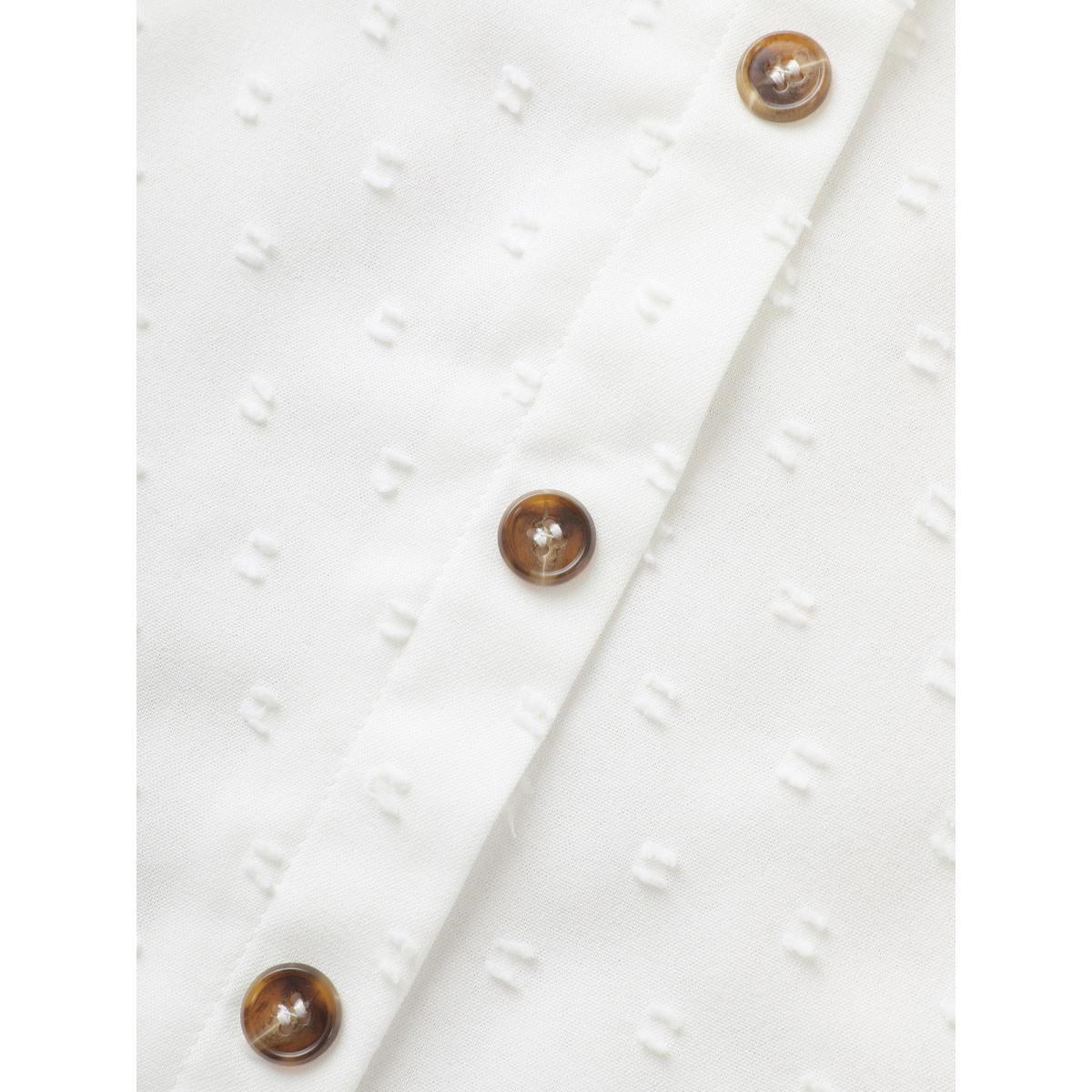 Button Front Plus Size Women Dailywear Plain Casual Blouses Loose Ruffle Sleeve Short Sleeve V Neck Going Out Blouses BloomChic Product Image