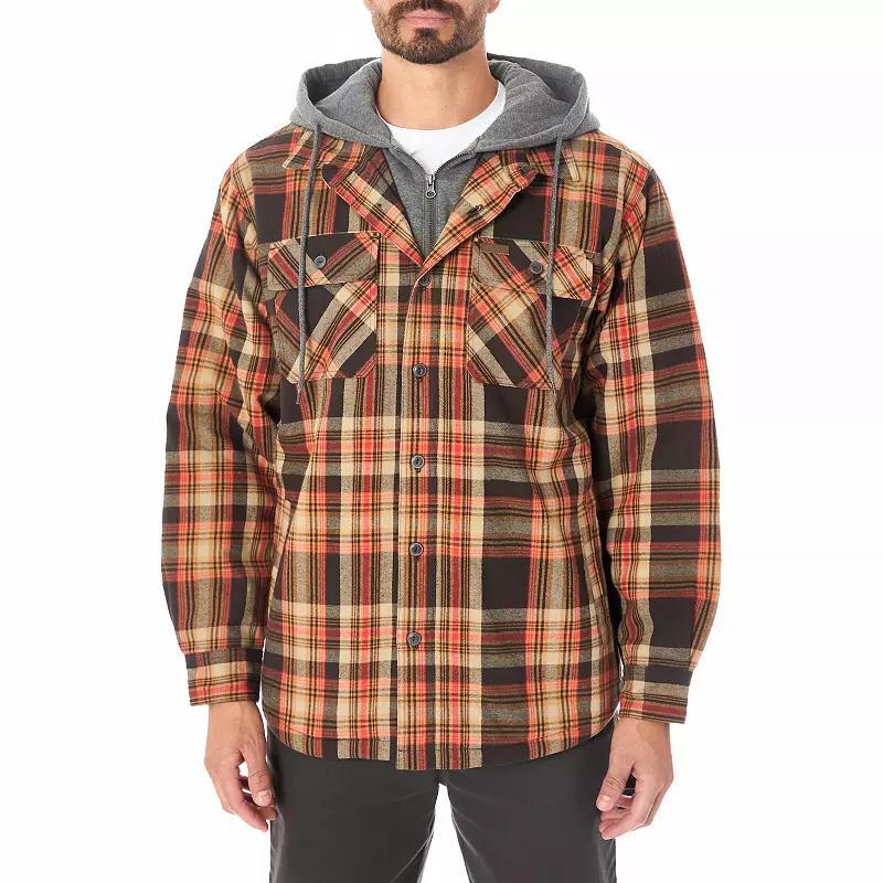 Mens Sherpa-Lined Hooded Flannel Shirt Jacket, Mens Product Image