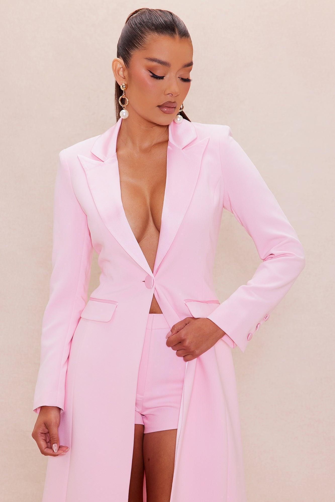 Margo Maxi Blazer Short Suit Set - Pink Product Image