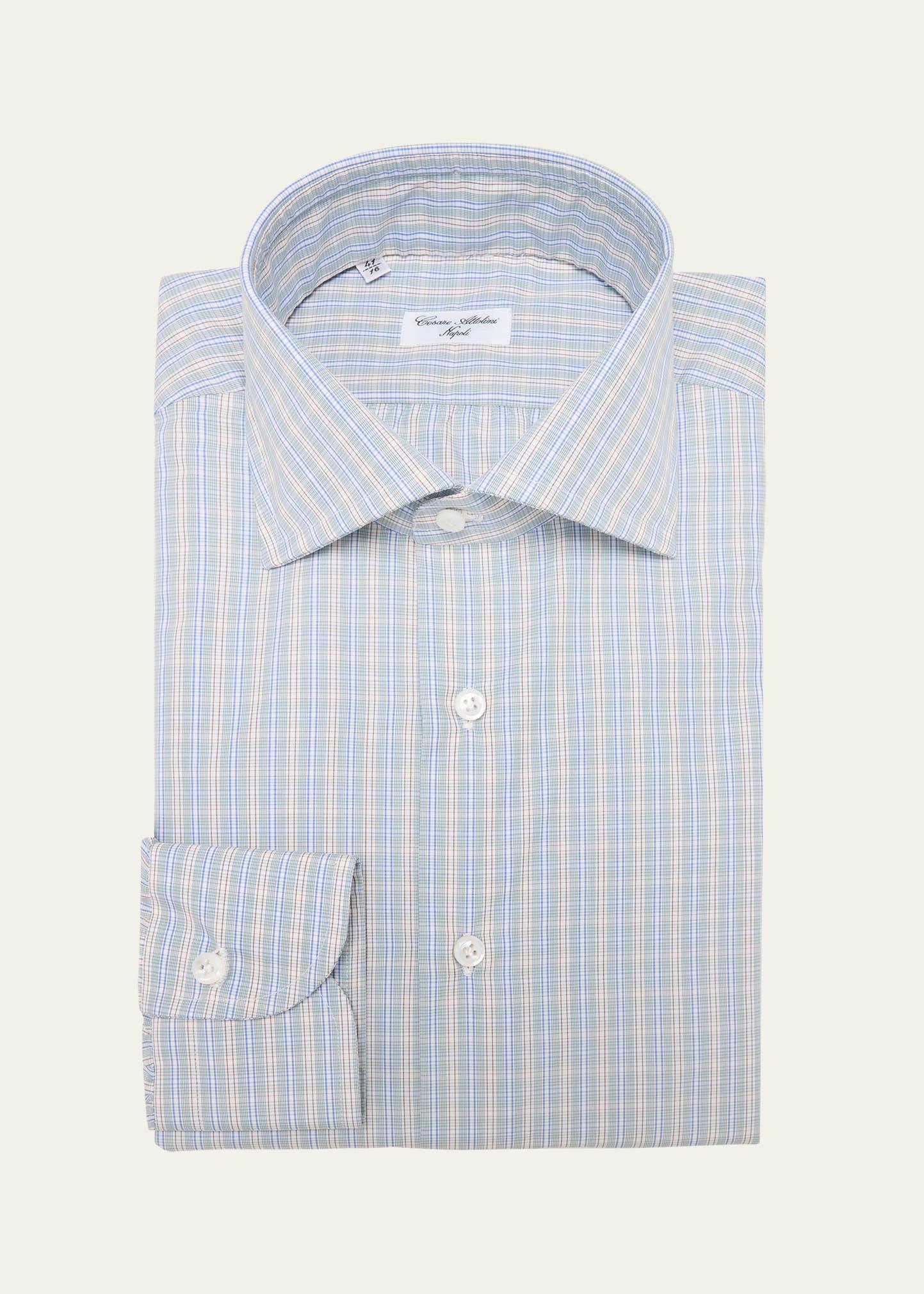 Mens Cotton Graph Check Dress Shirt Product Image