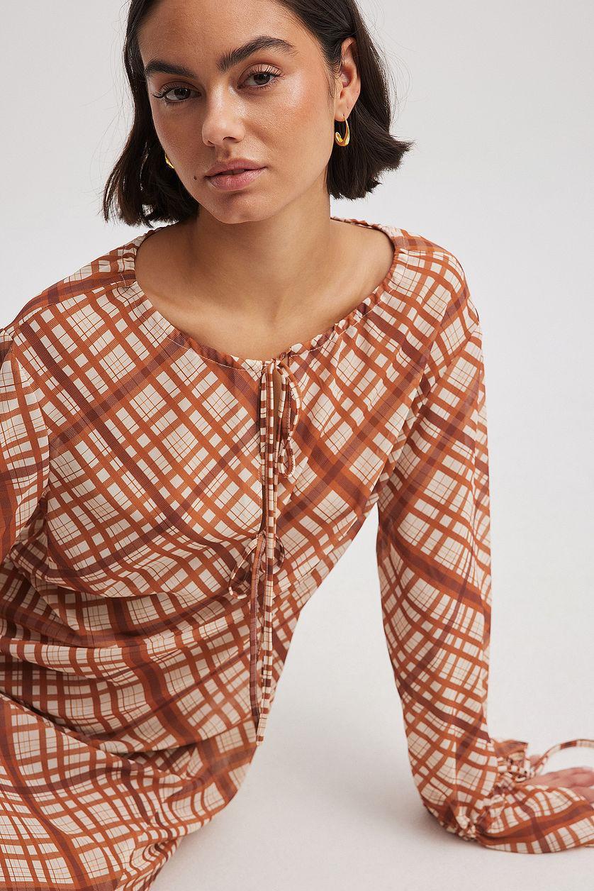Checked Flowy Midi Dress Product Image