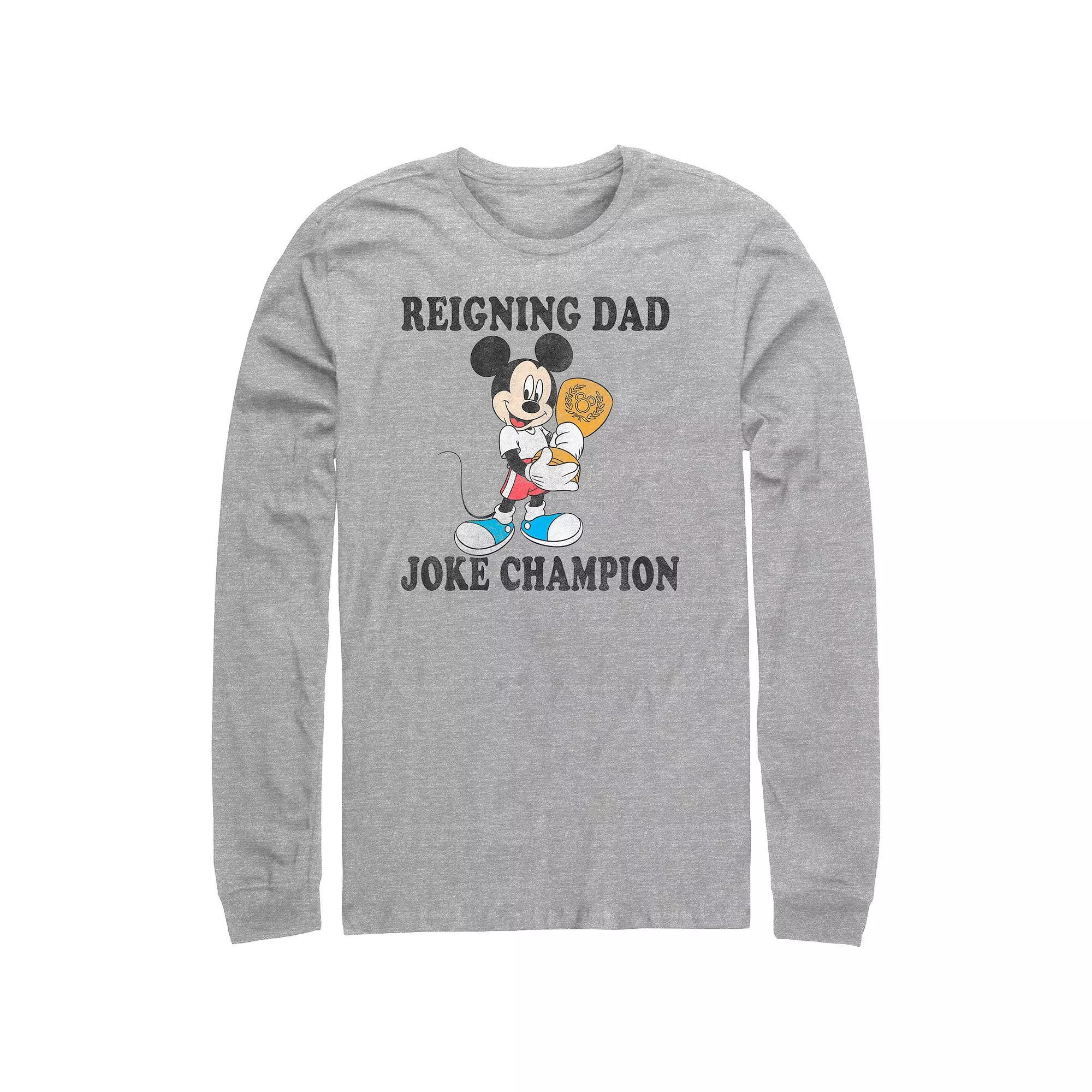 Disney's Mickey Mouse Reigning Dad Joke Champion Men's Graphic Tee, Size: Small, Athletic Grey Product Image
