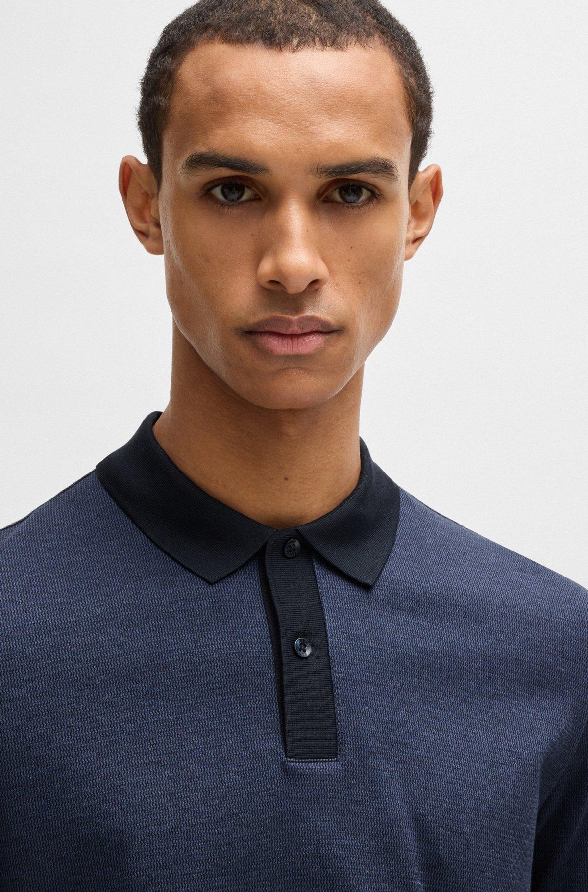 Mercerized-cotton polo shirt with micro pattern Product Image