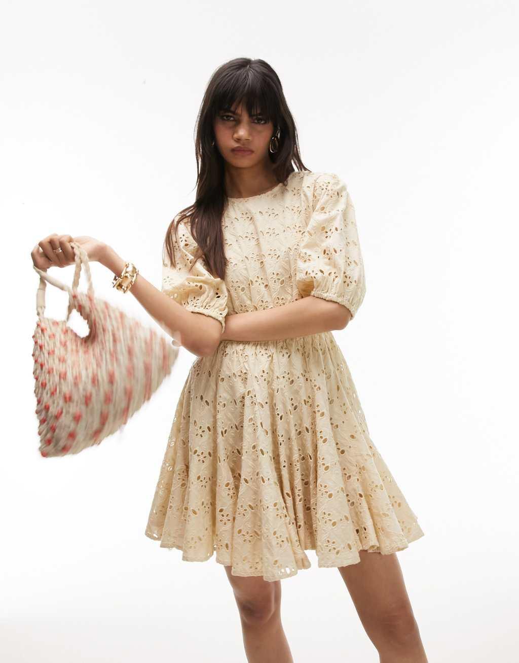 Topshop eyelet flare mini chuck on dress Product Image