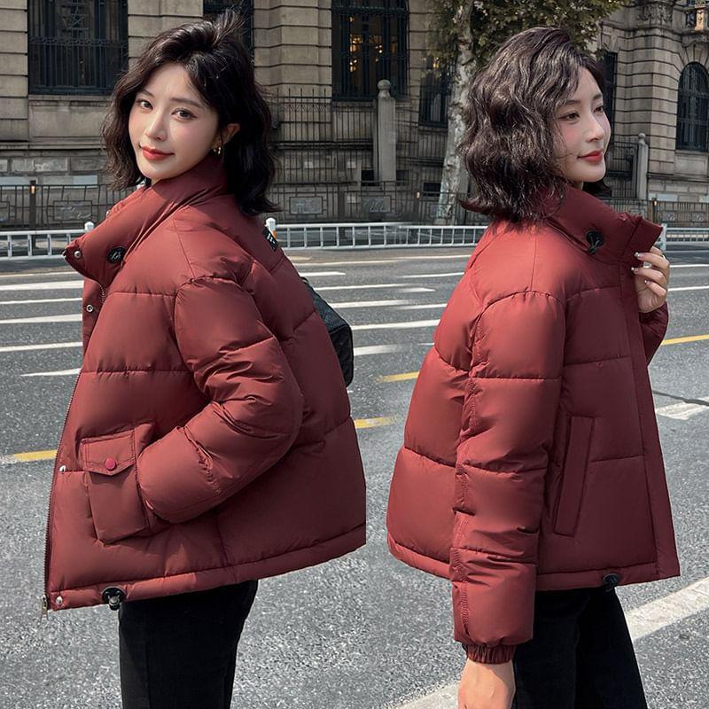Mock Neck Zip-Up Puffer Jacket Product Image