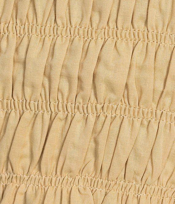 Sugarlips Ruffle Mock Neckline Short Sleeve Smocked Peplum Top Product Image