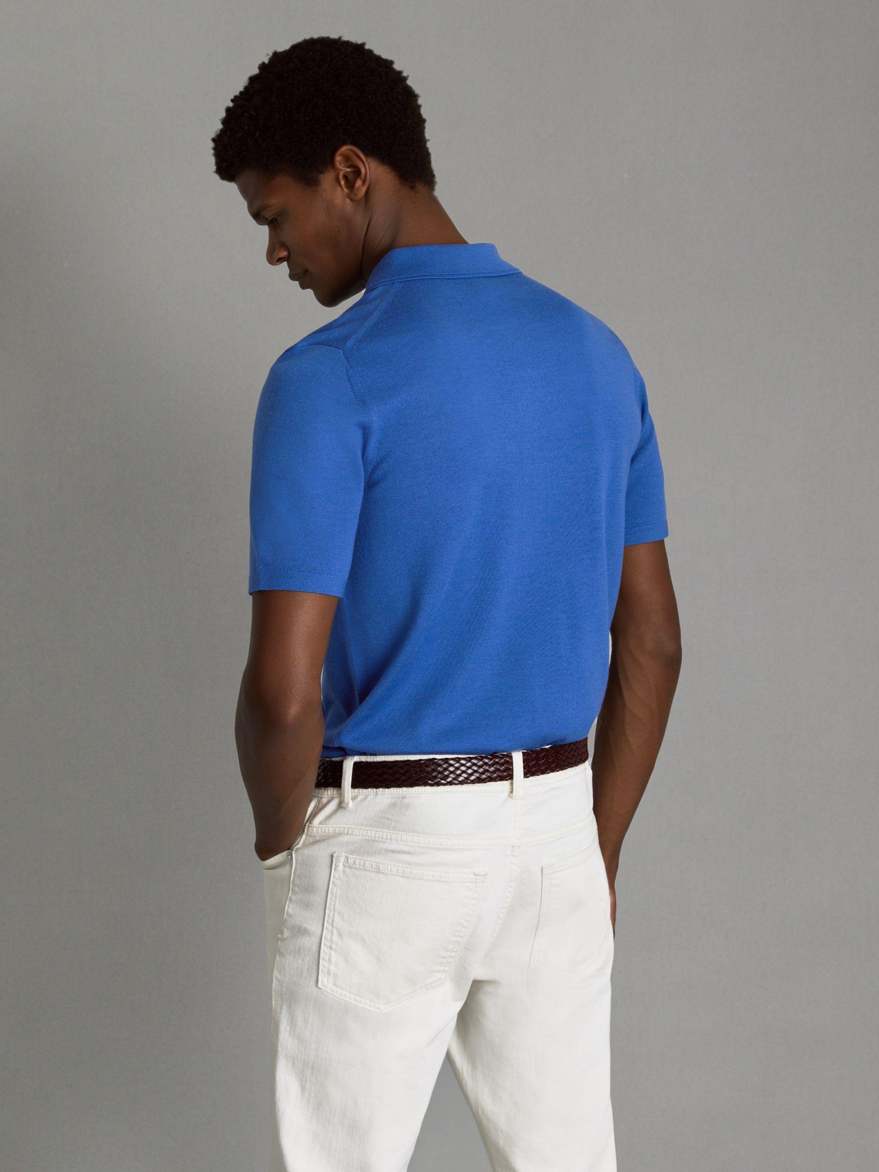 Maxwell Lapis Blue Merino Wool Half-Zip Polo Shirt Product Image