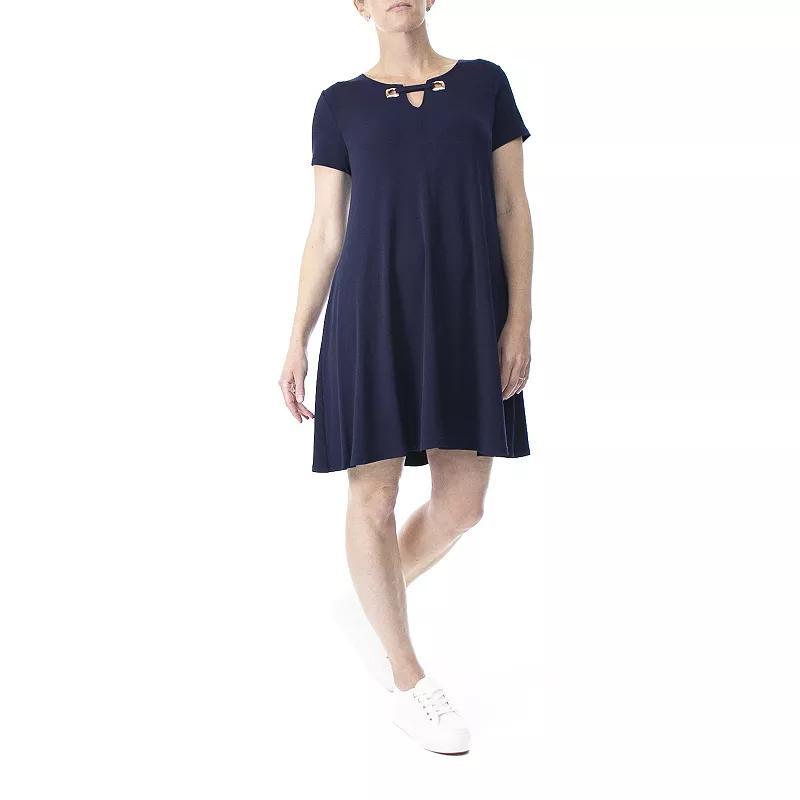 Women's Nina Leonard Embellished Swing Dress, Size: Large, Black Product Image
