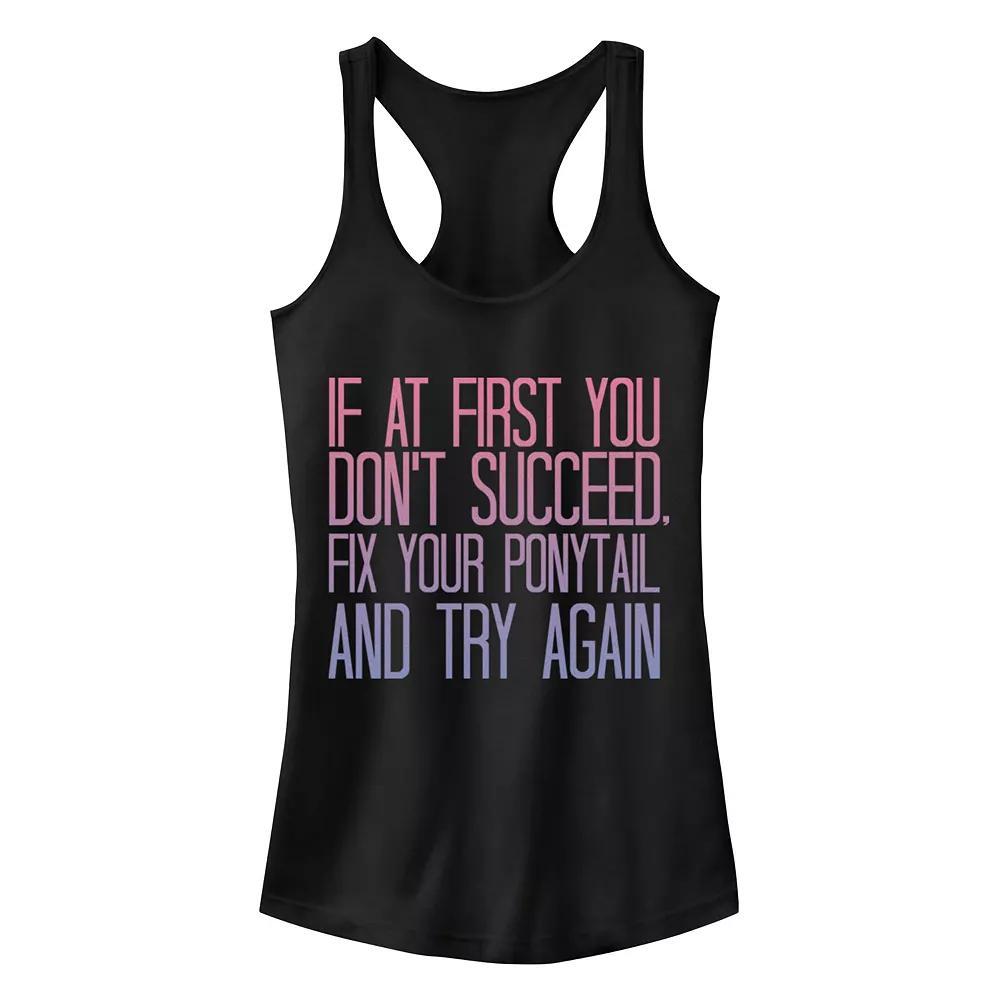 Juniors' Chin-Up Fix That Ponytail Ideal Racerback Tank Top, Girl's, Size: XL, Black Product Image