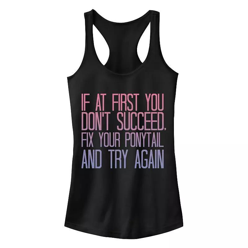 Juniors' Chin-Up Fix That Ponytail Ideal Racerback Tank Top, Girl's, Size: XL, Black Product Image