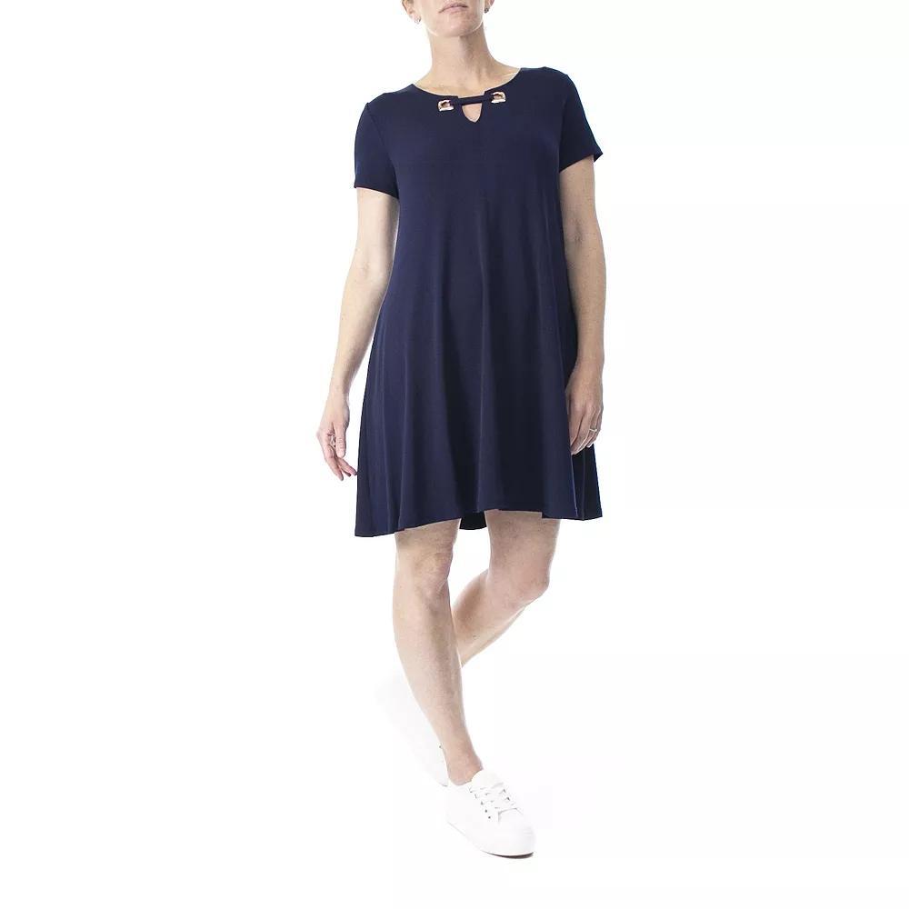 Women's Nina Leonard Embellished Swing Dress, Size: Large, Black Product Image