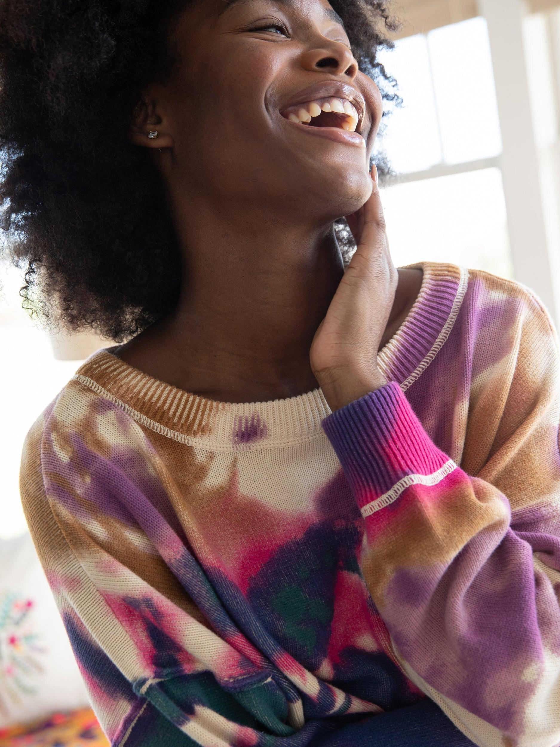 Taylor Oversized Cotton Sweater - Sunrise Tie-Dye Product Image