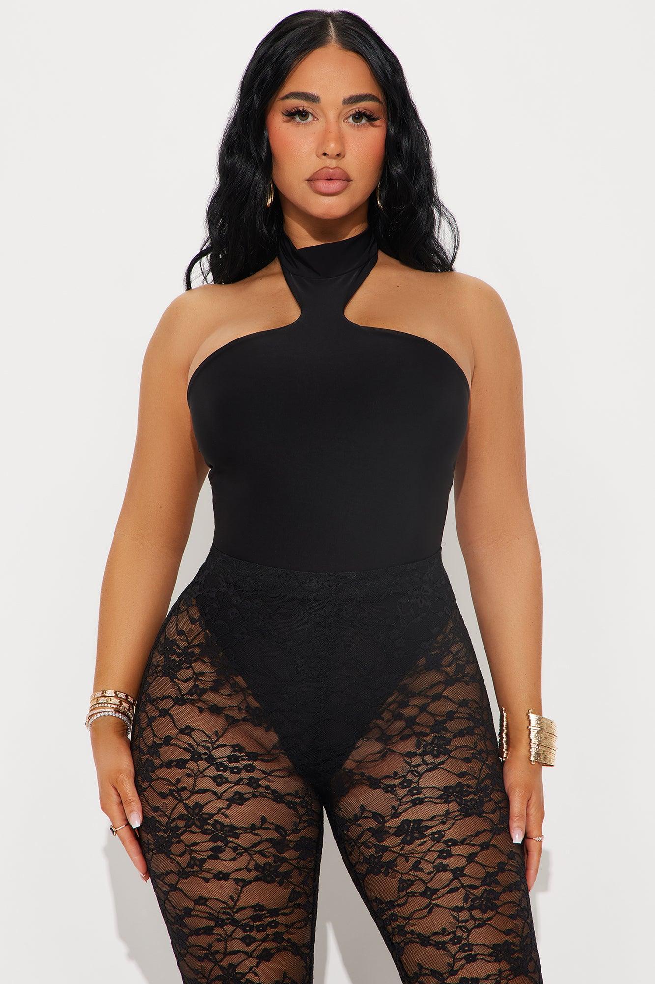 Vivian Y-Neck Halter Bodysuit - Black Product Image