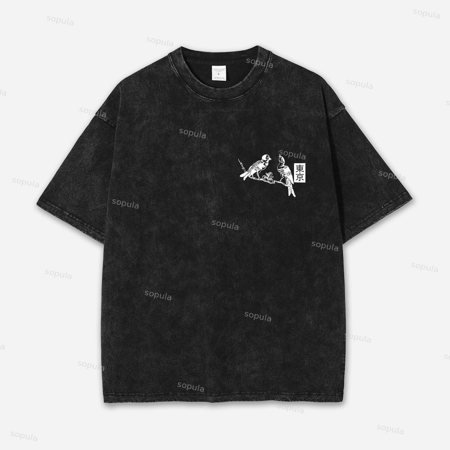 Vintage Tokyo Art Graphic Acid Washed T-shirt Product Image
