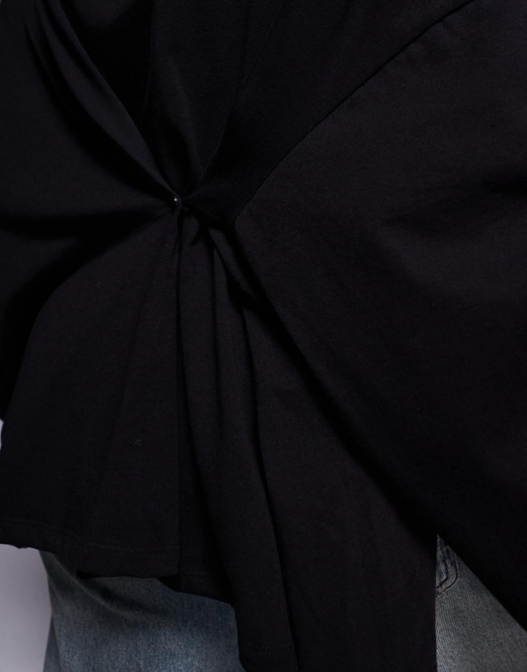 ASOS DESIGN Curve long sleeve t-shirt with knot back detail in black Product Image