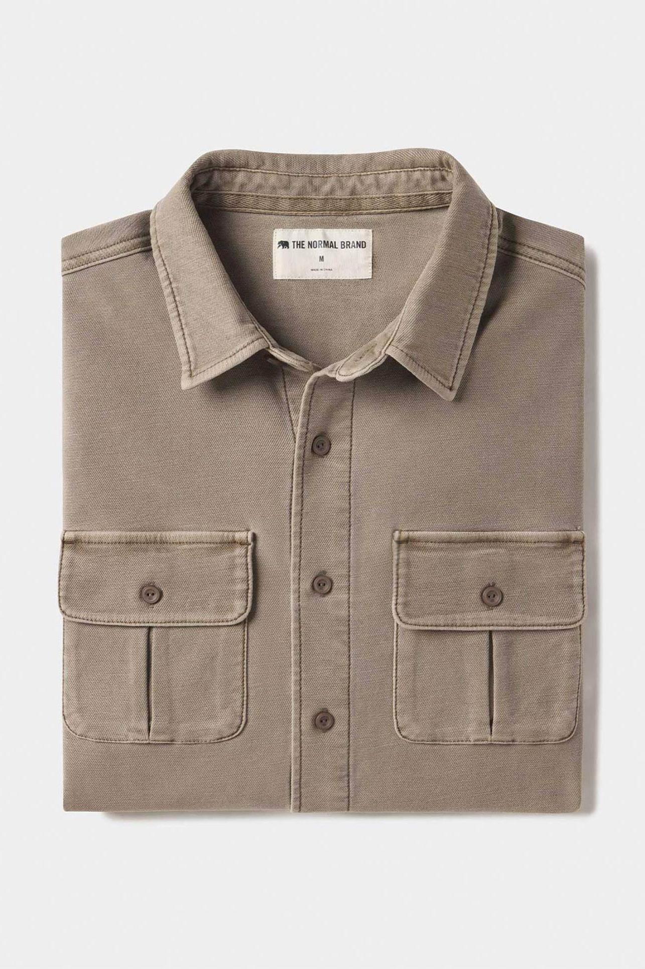 Comfort Terry Shirt Jacket - Taupe Product Image