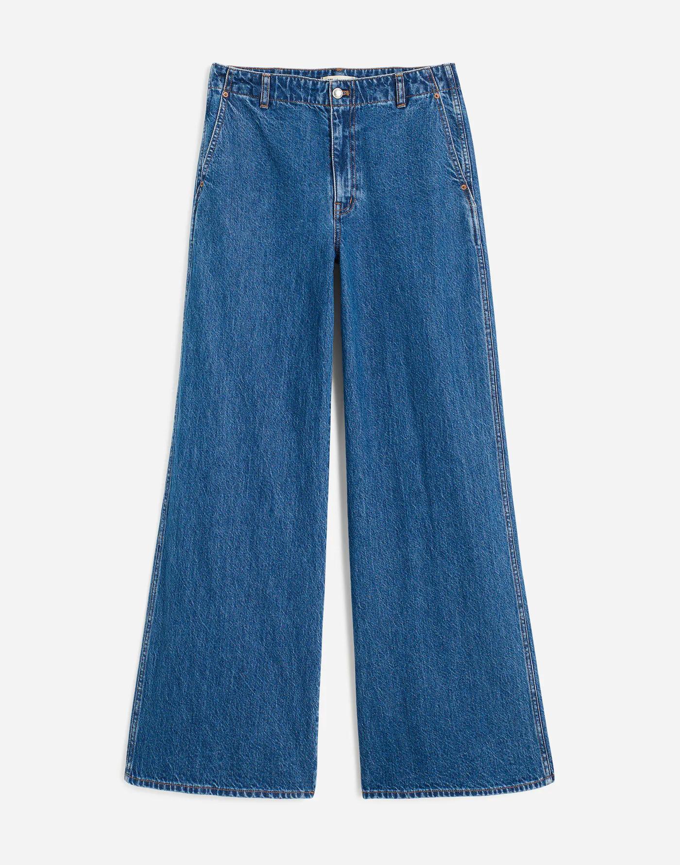 Wide-Sweep Denim Trousers in Dowe Wash Product Image