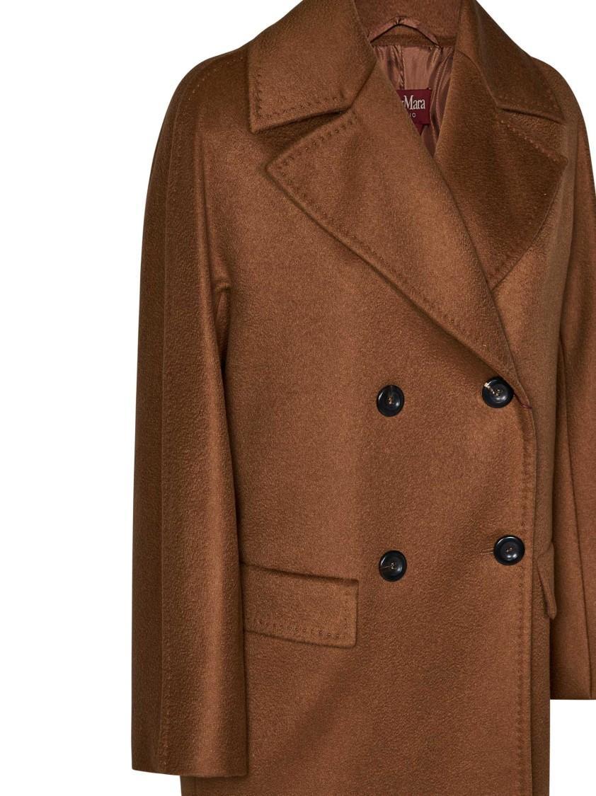 MAX MARA Brown Cashmere Coat With Kimono Sleeves Product Image