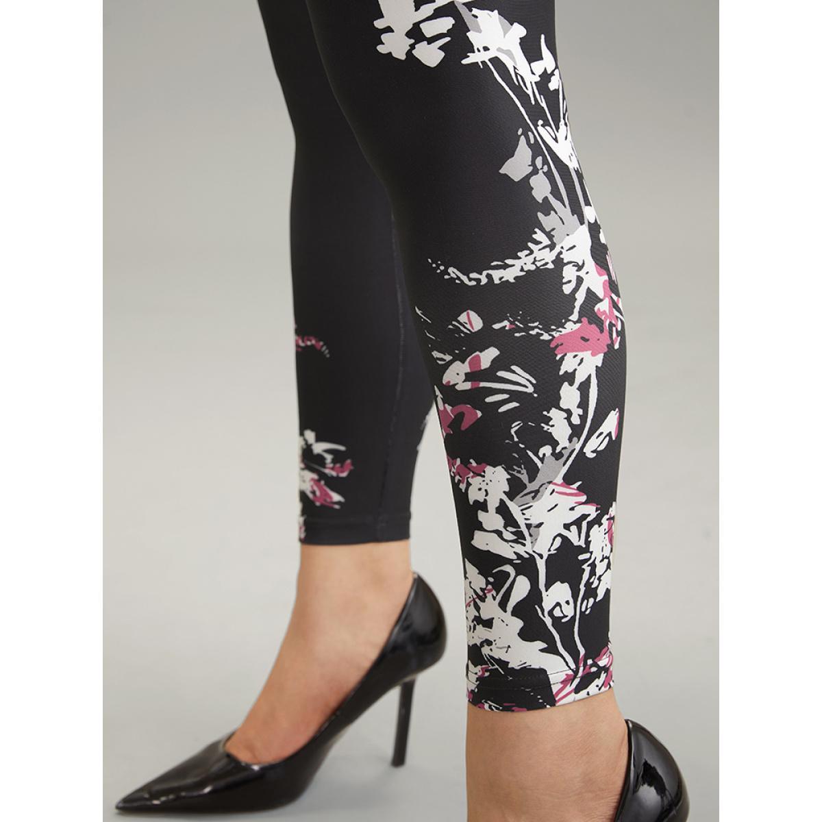 Plus Size Boho Print High Rise Skinny Leggings Women Black Elegant High stretch Skinny High Rise Dailywear Leggings BloomChic 28/5X Product Image